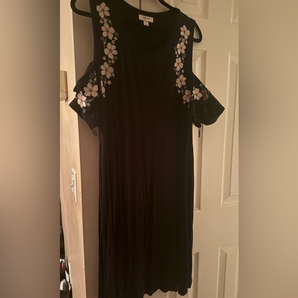 Floral Embroidered Black Dress